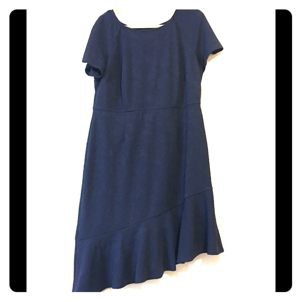 Sabrina Collective Navy Ruffle Asymmetrical Dress Ladies Size 1x